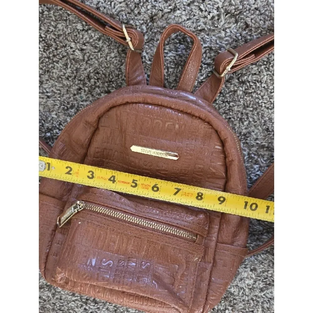 Steve Madden Brown Mini Backpack with Embossed Logo